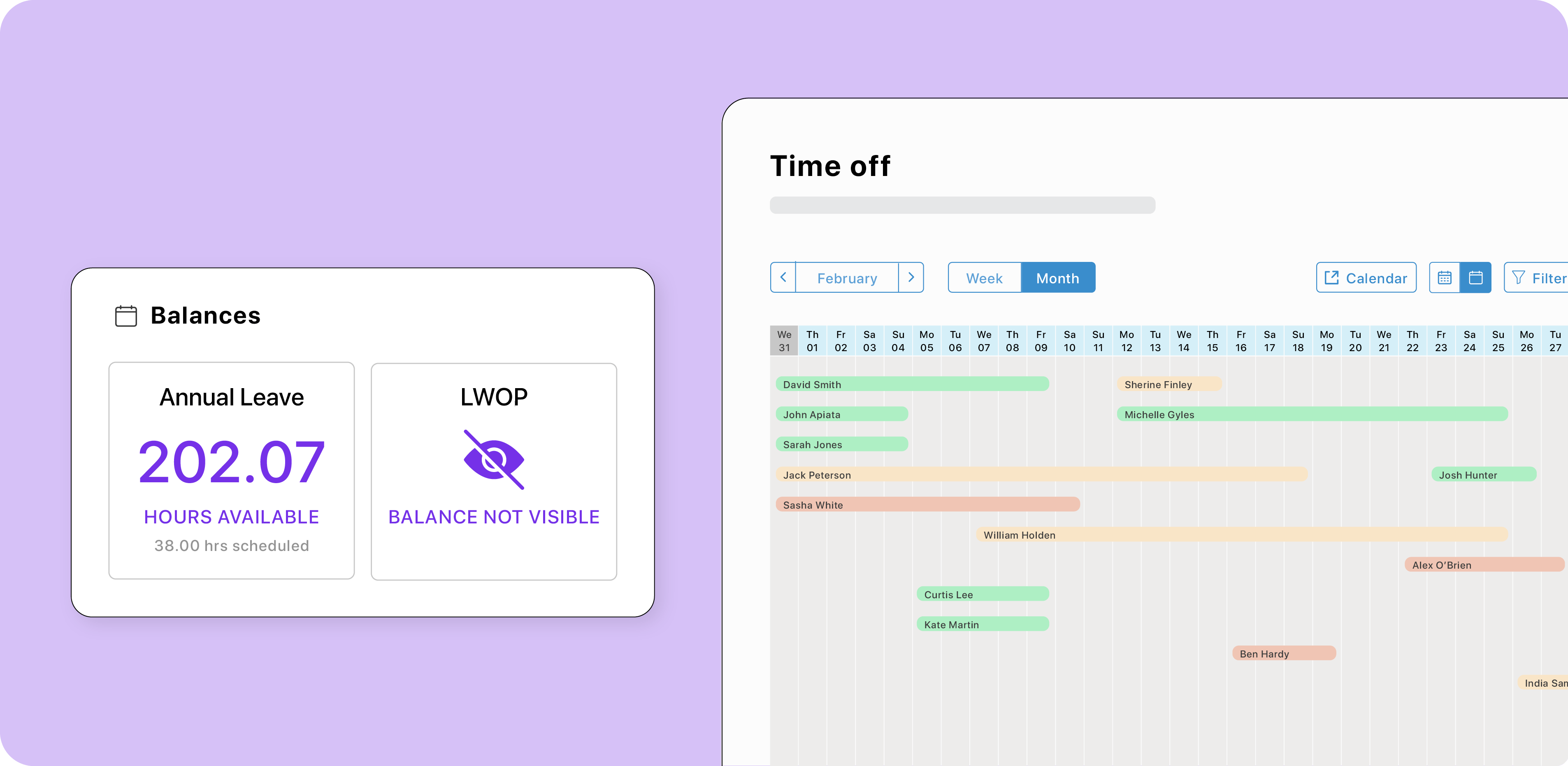 foundU's time off calendar and leave balance feature