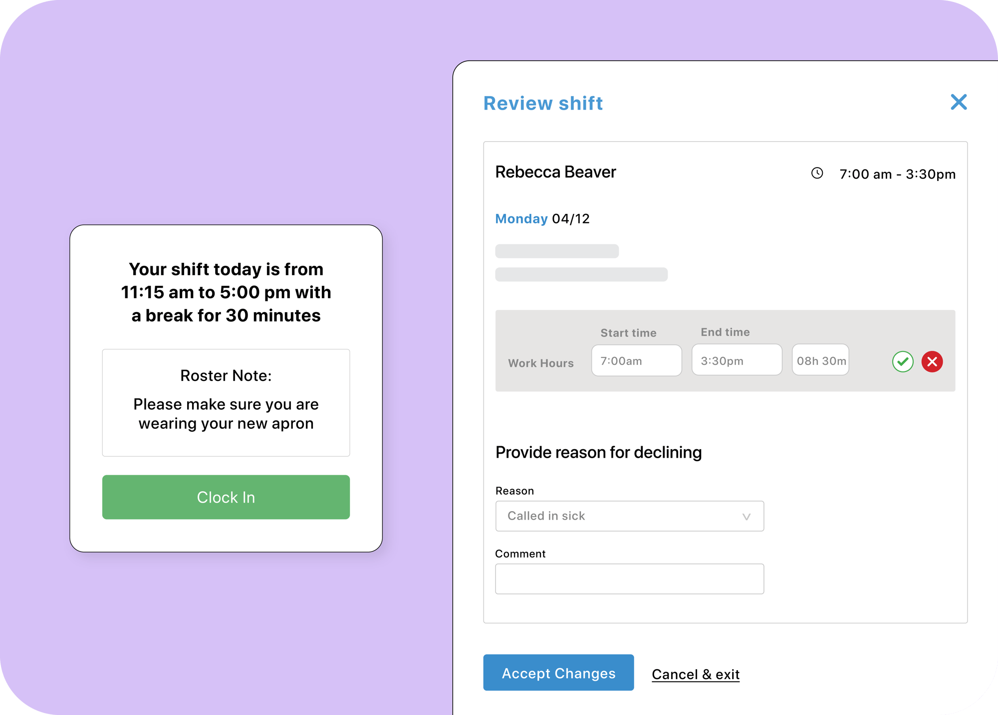 Aged care time and attendance software