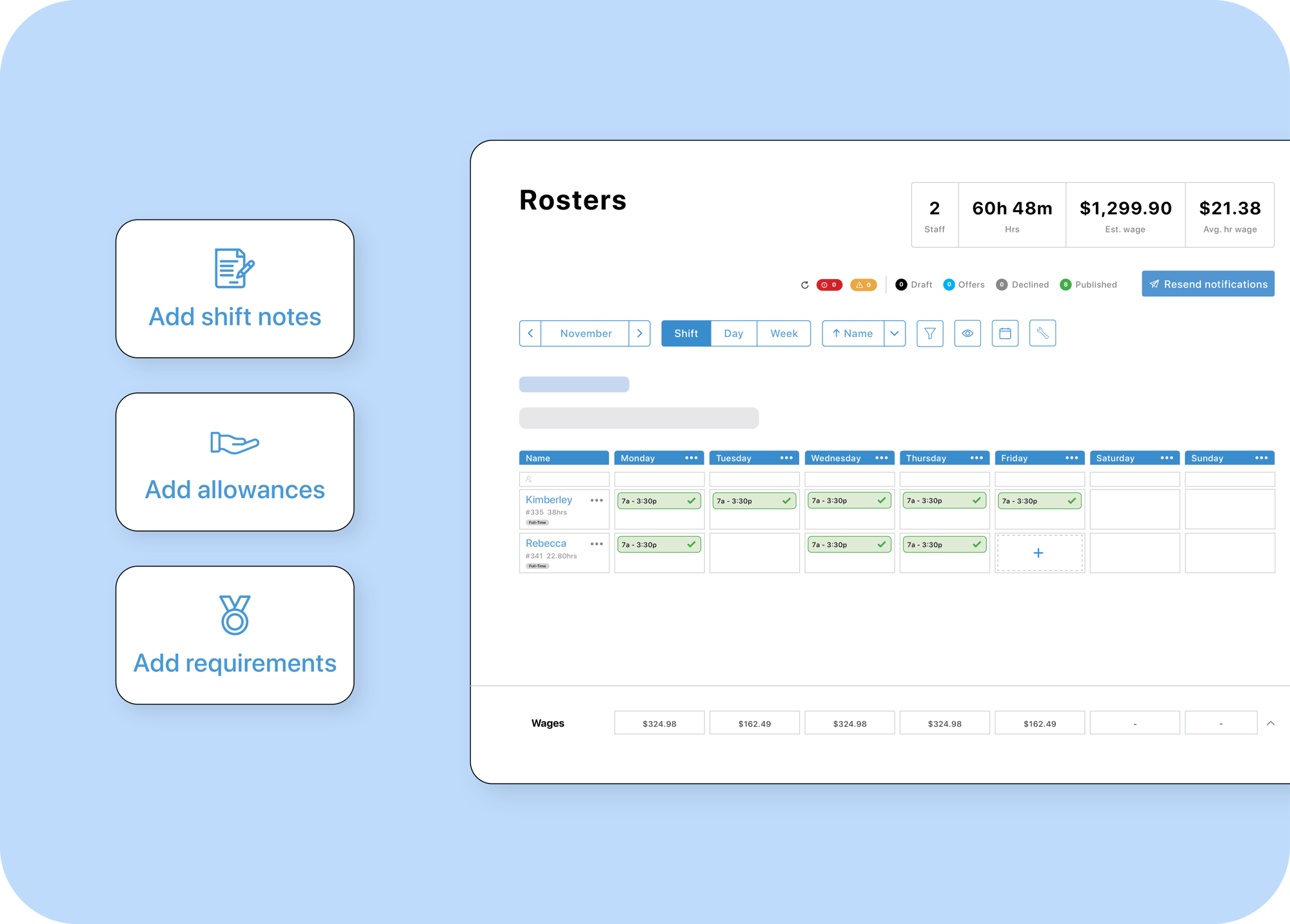 Payroll rostering software