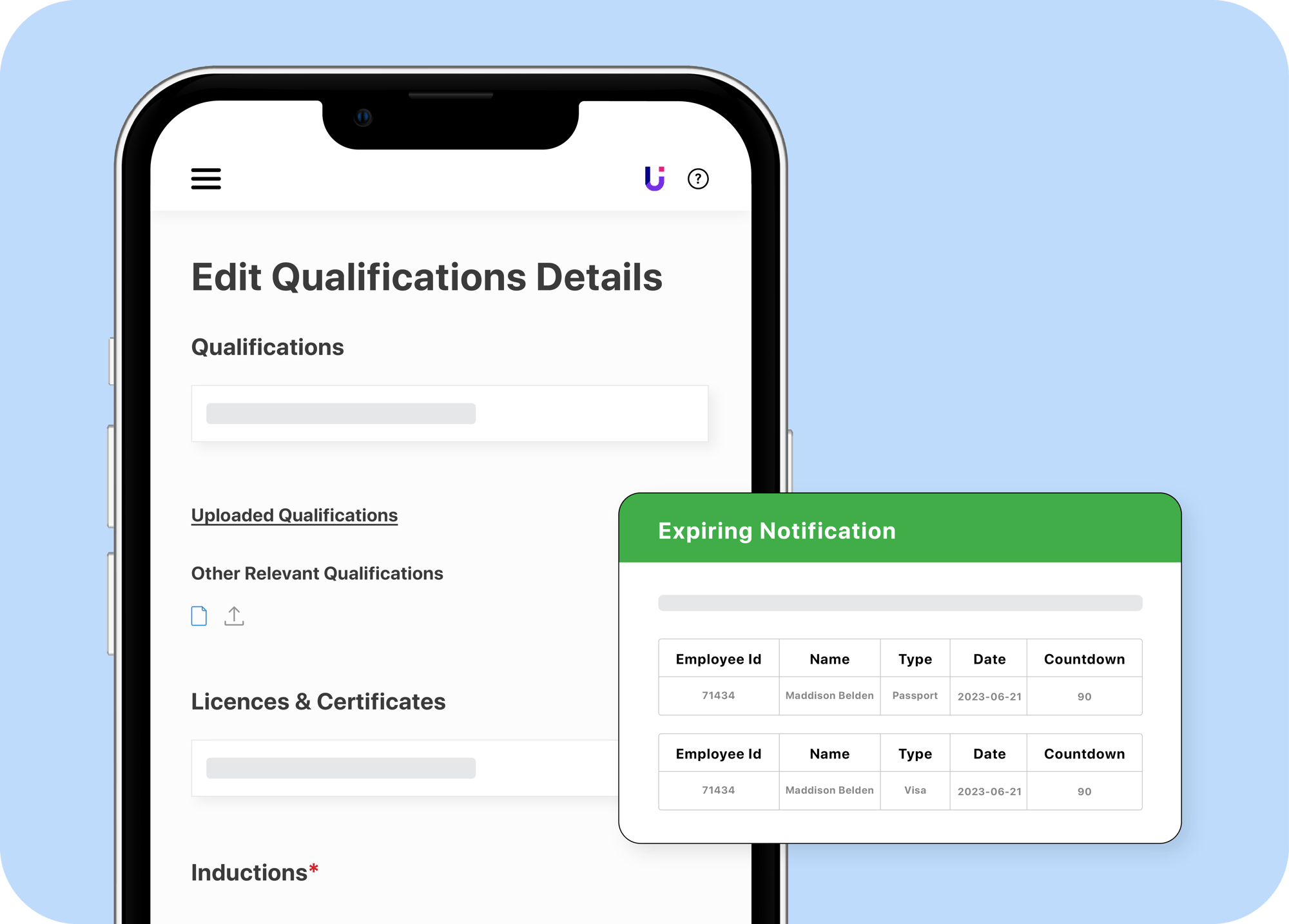 Employee management and compliance software for healthcare