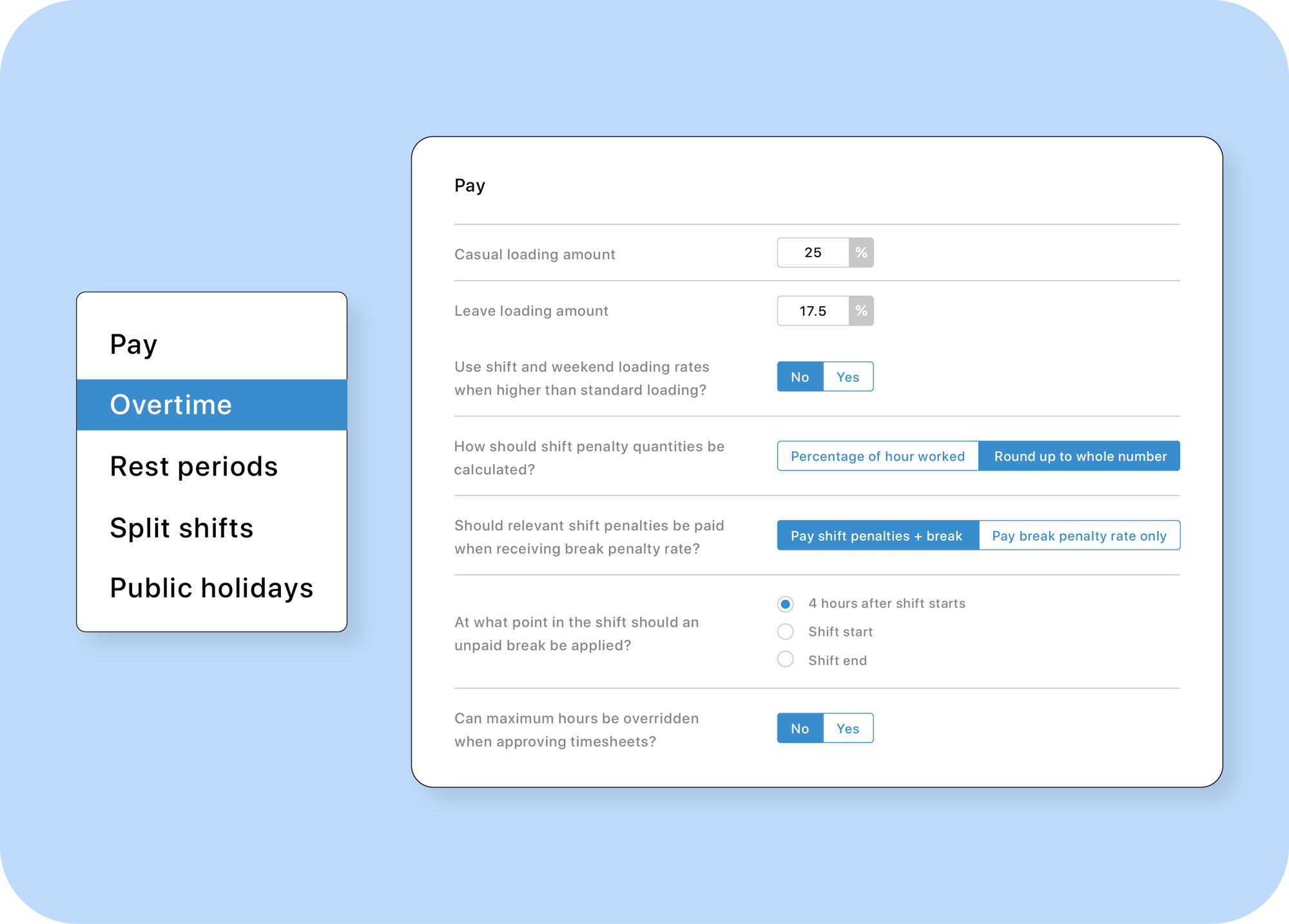 Pay rule settings in foundU