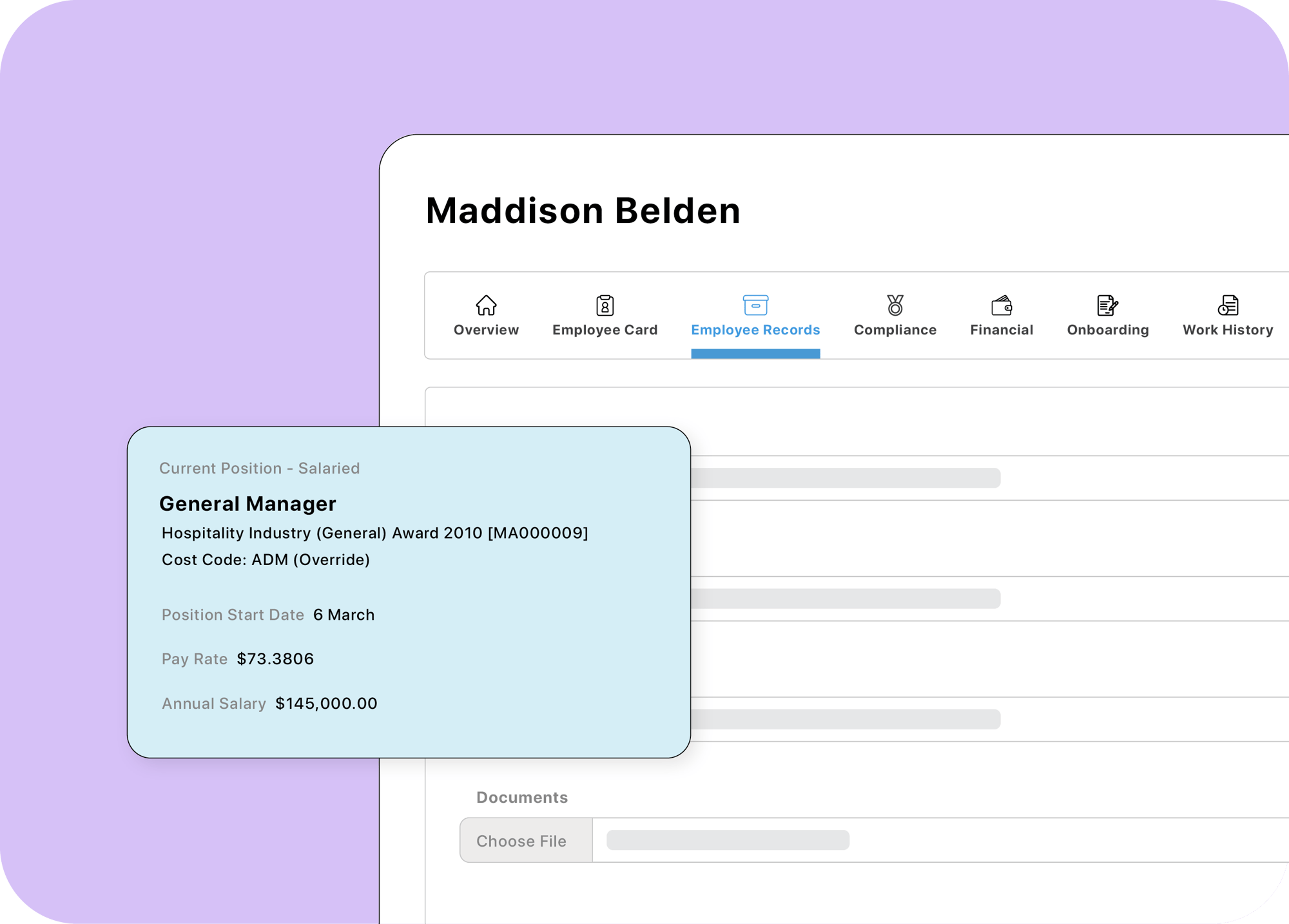 Employee profiles for storing compliance documents
