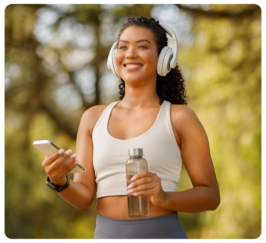 An employee exercising outside