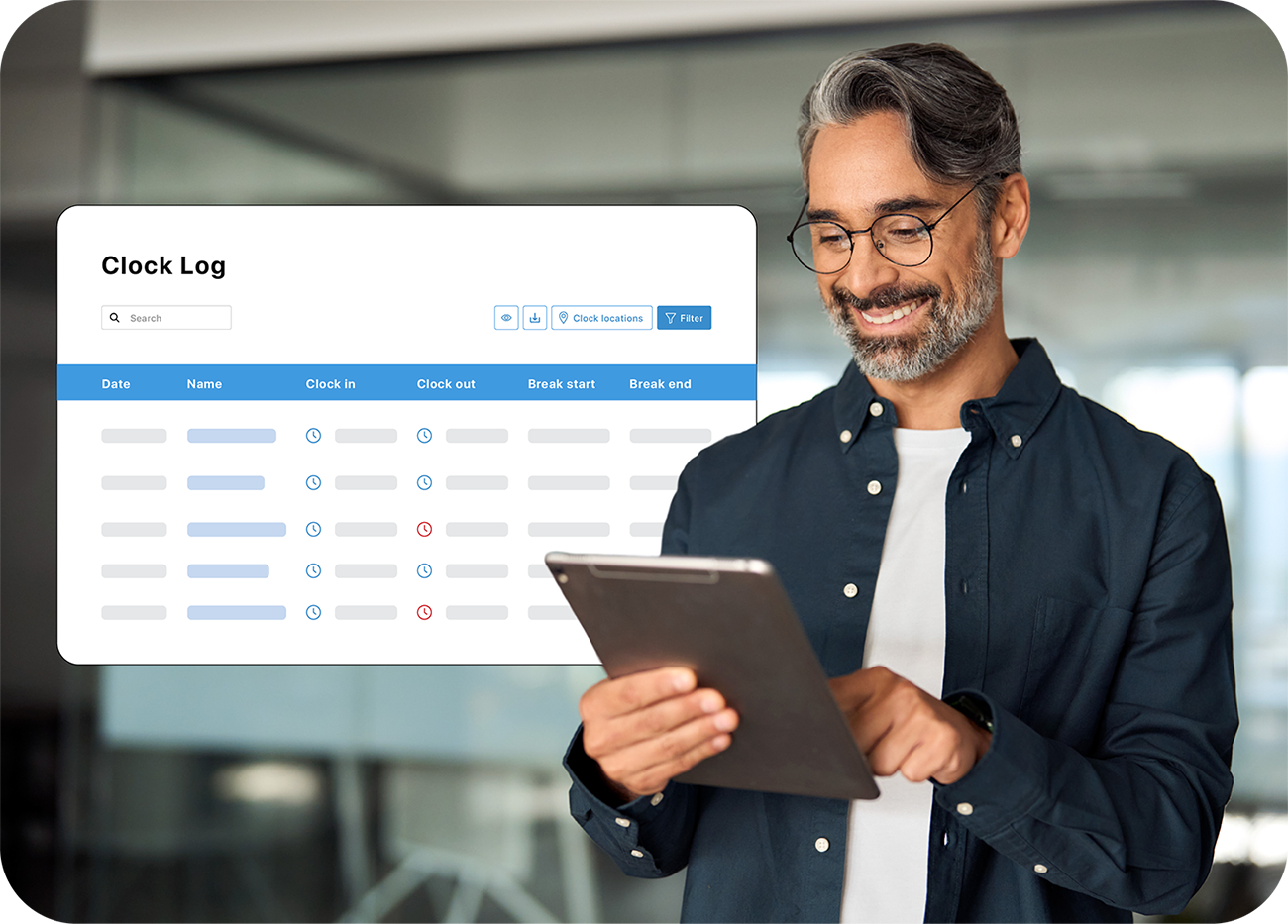 A payroll manager checking time and attendance records