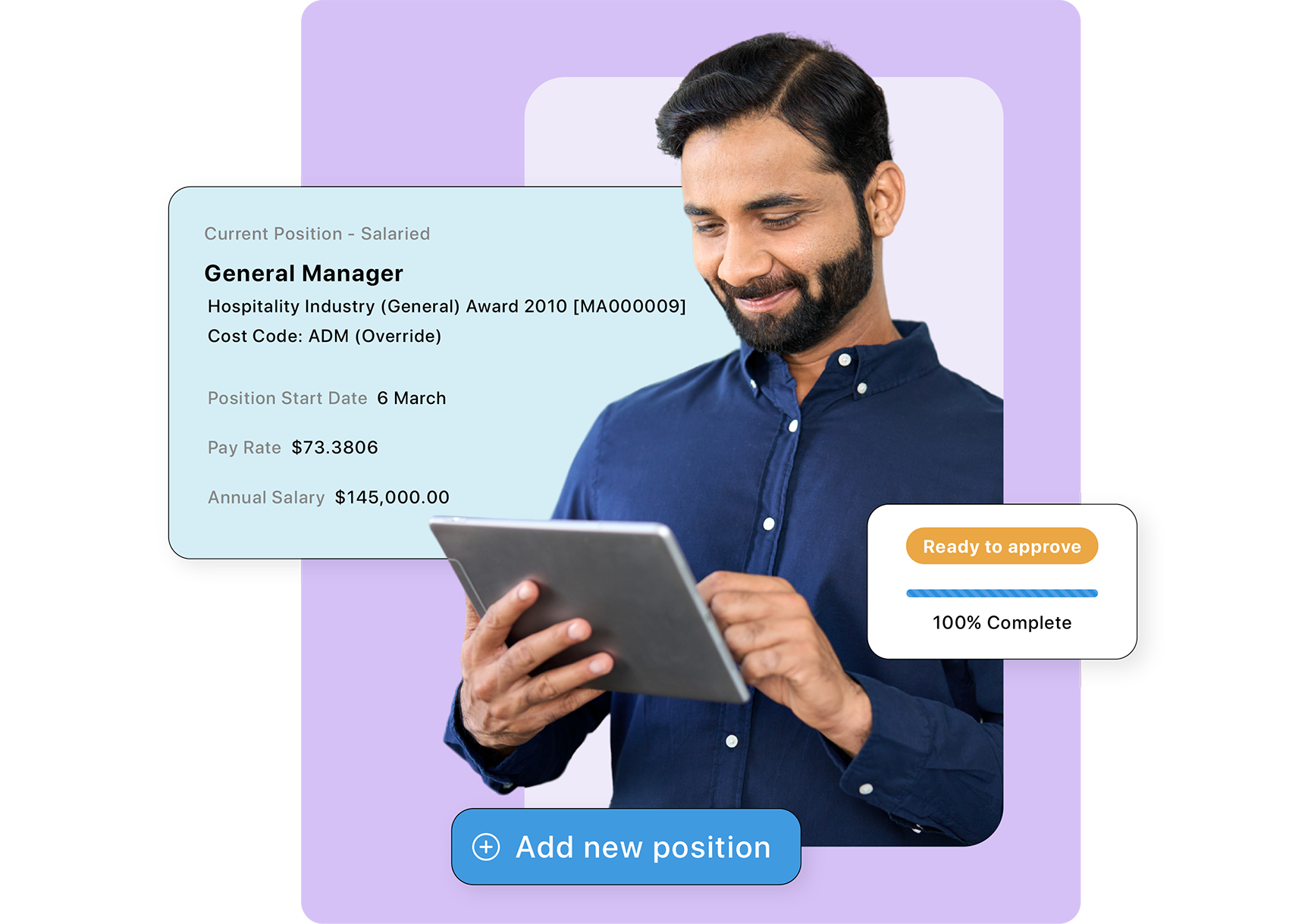 Payroll officer reviewing an employee profile