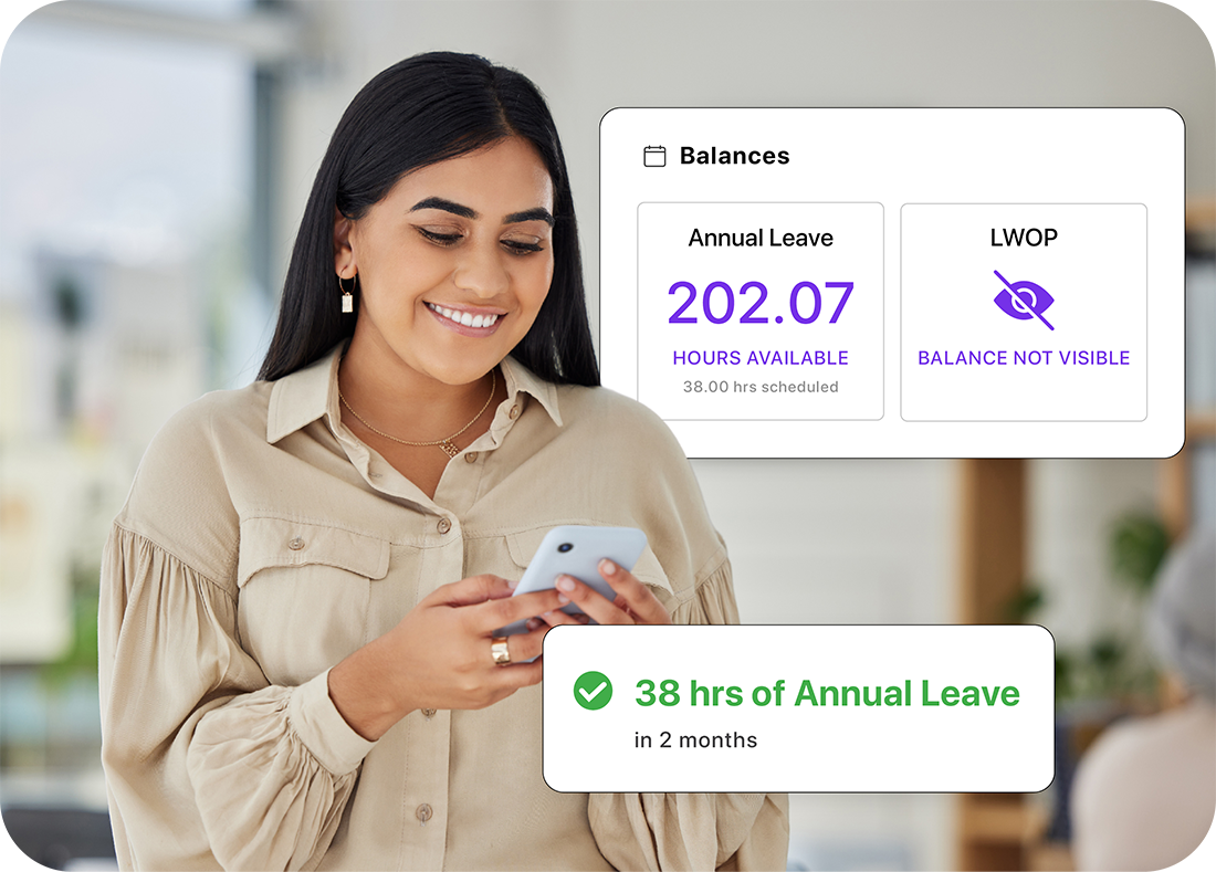 An employee viewing their annual leave balance in an app