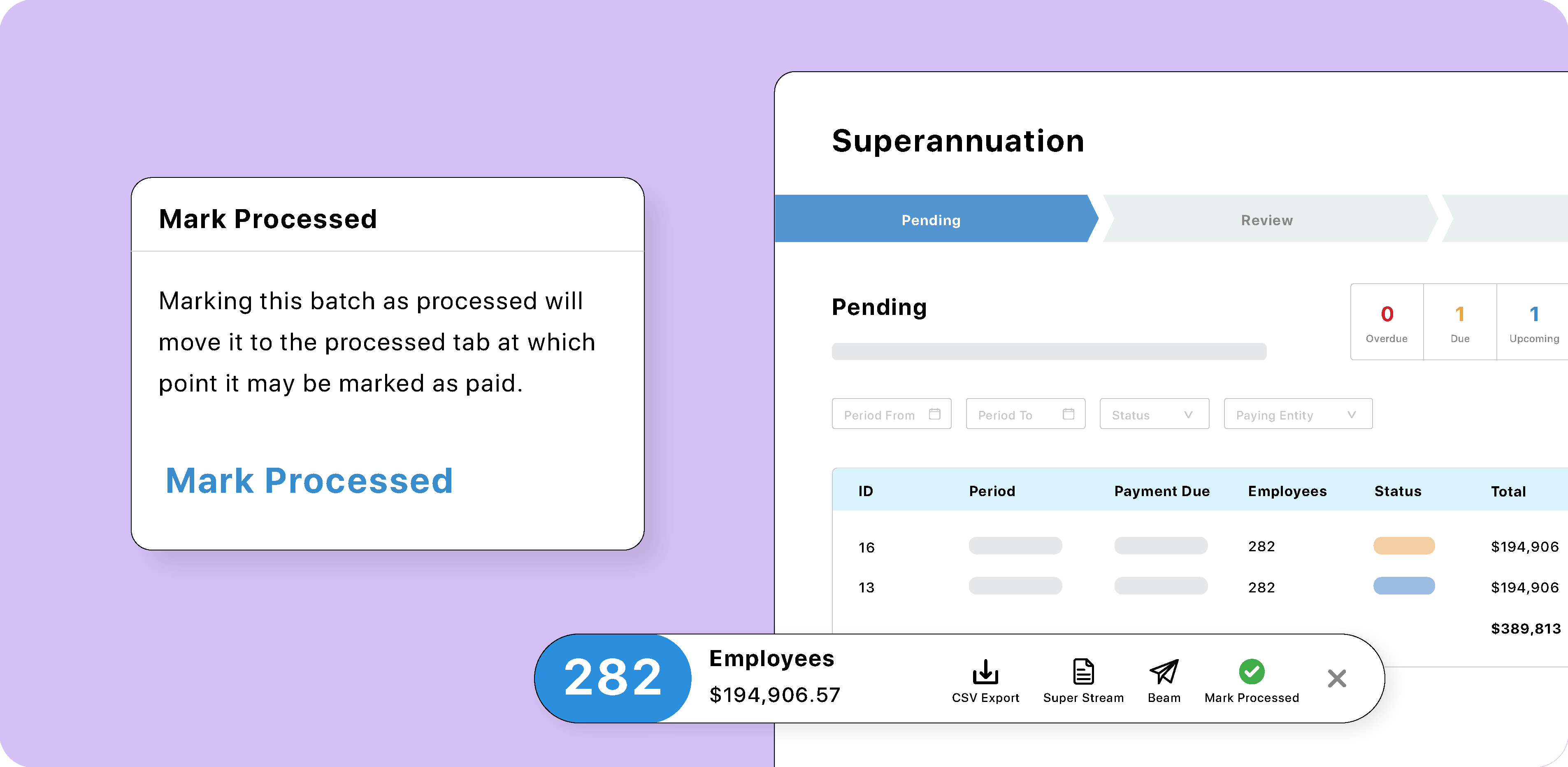 Batch processing for superannuation payments