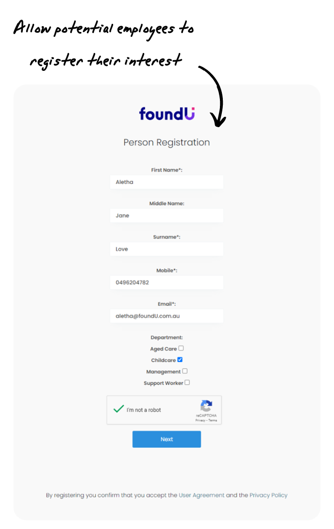 Allow potential employees to  register their interest  - KnowledgeBase - v3 041022