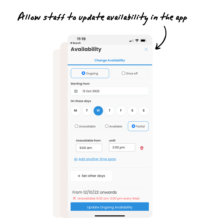 Allow staff to update their availability in the employee app - KnowledgeBase - v1 131022