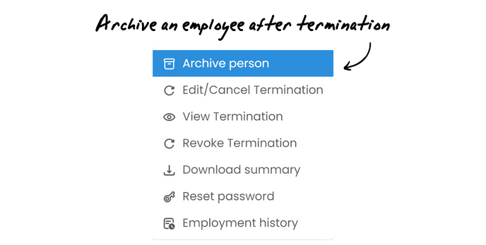 Archive an employee after termination  - KnowledgeBase - v1 051022
