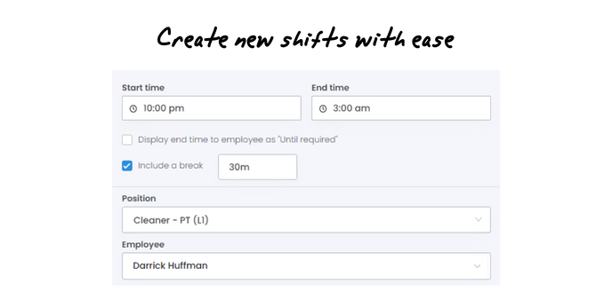 Create new shifts with ease  - KnowledgeBase - v1 041022