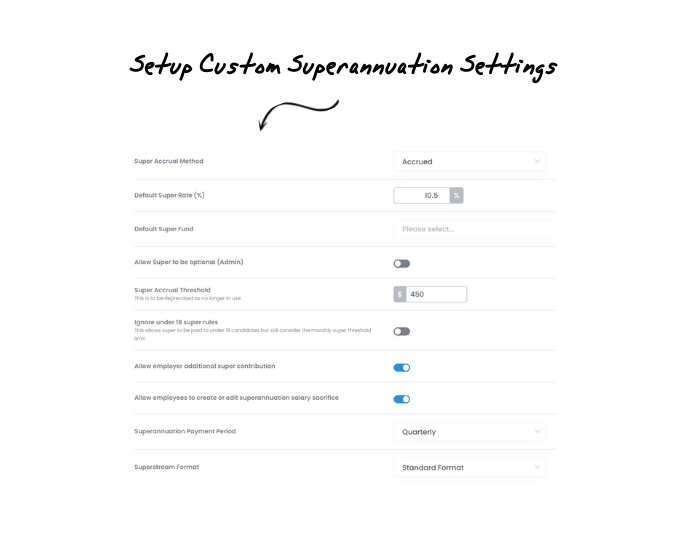 Super Annuation Settings