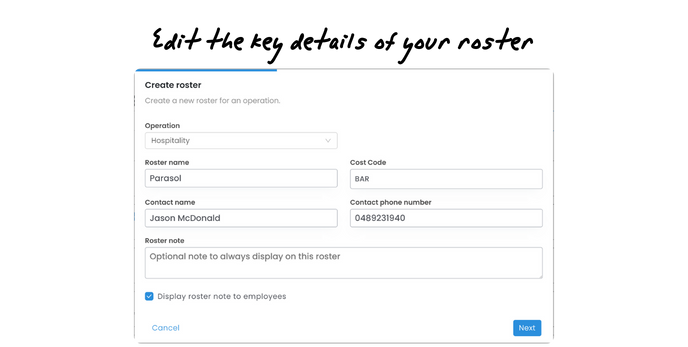 Edit the key details of your roster  - KnowledgeBase - v1 131022