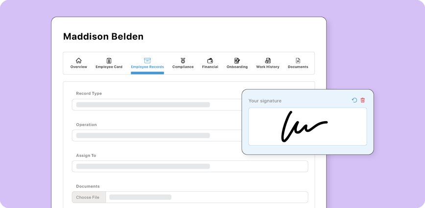 A digital empoyee profile that stores compliance records like signed policies andp procedures