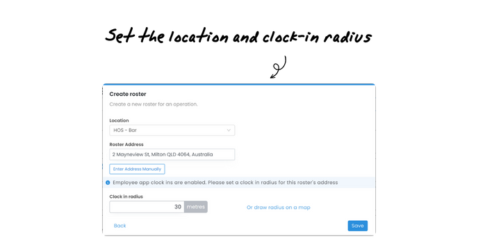 Set the location and clock-in radius  - KnowledgeBase - v1 131022