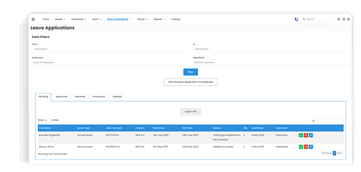 Manage leave applications using leave management tool