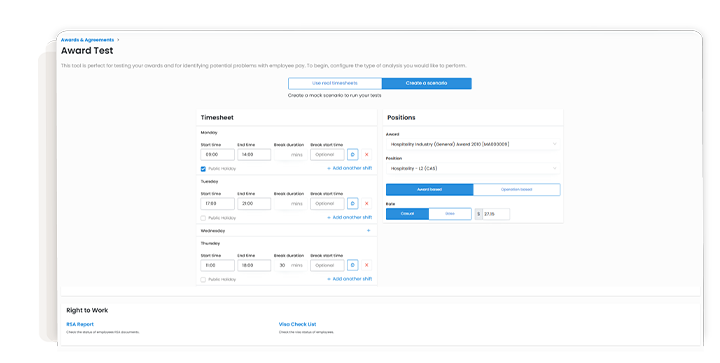 Modern award testing through award interpretation software