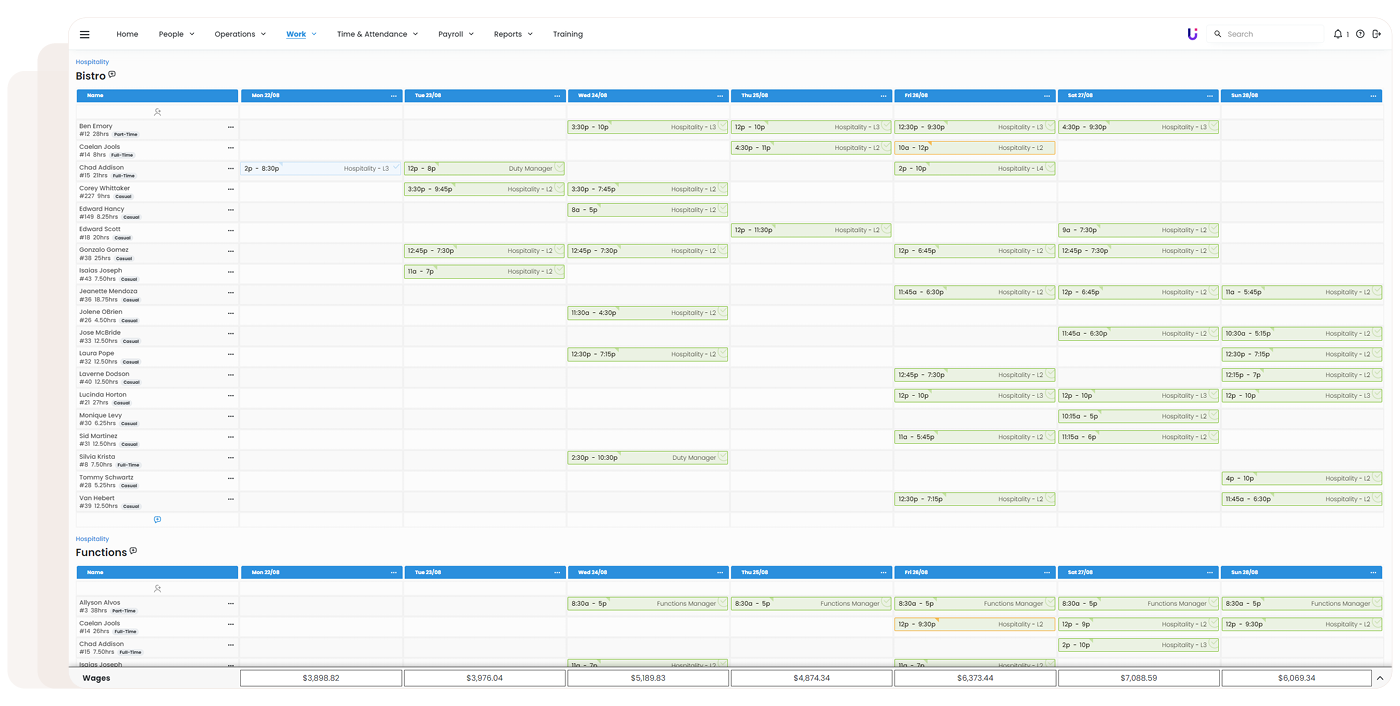 Screenshot of scheduling software
