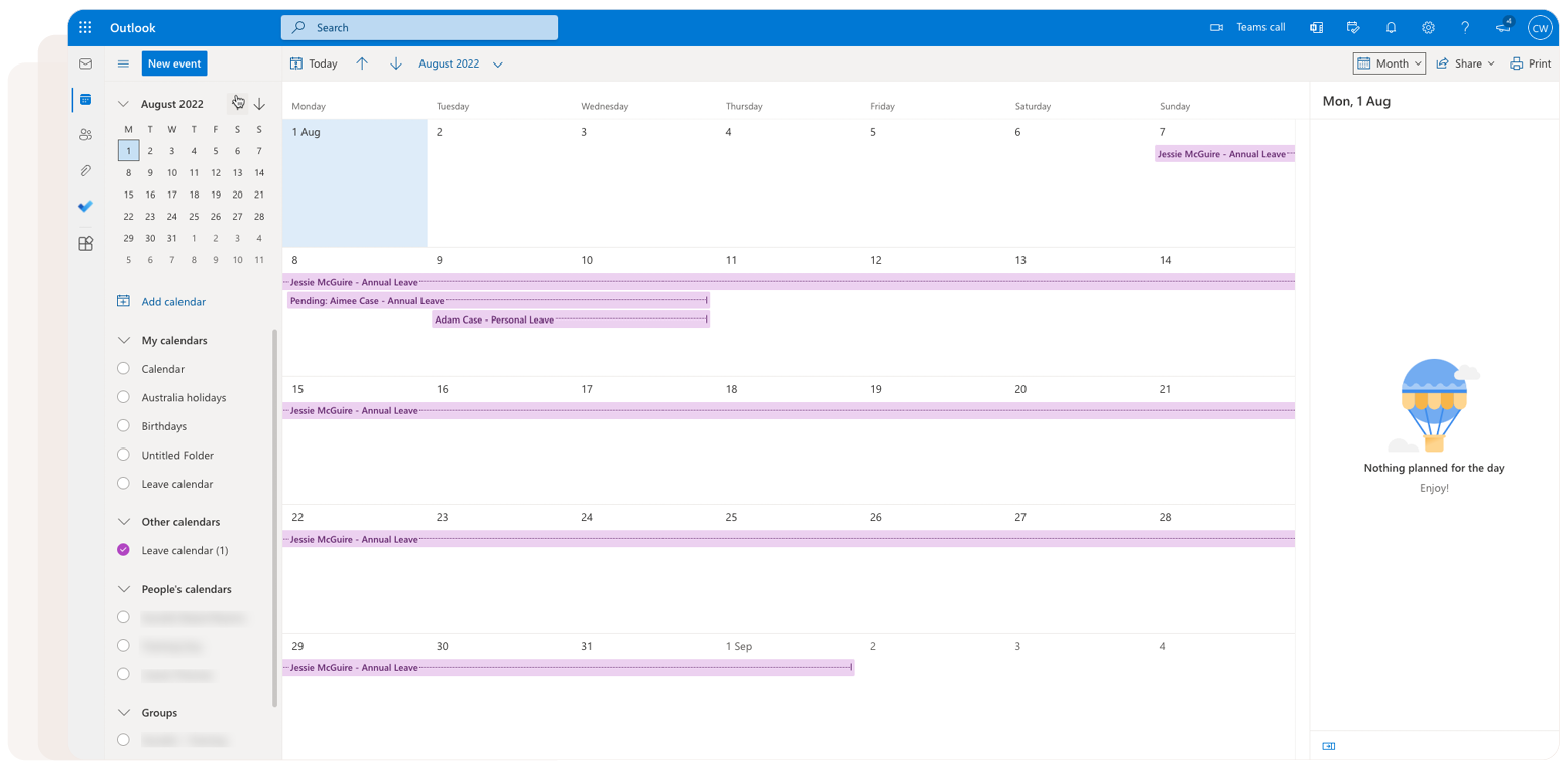 Leave Import to Outlook Calendar