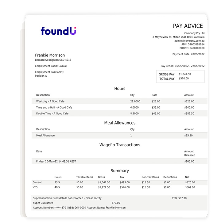 Automated payroll generated payslip