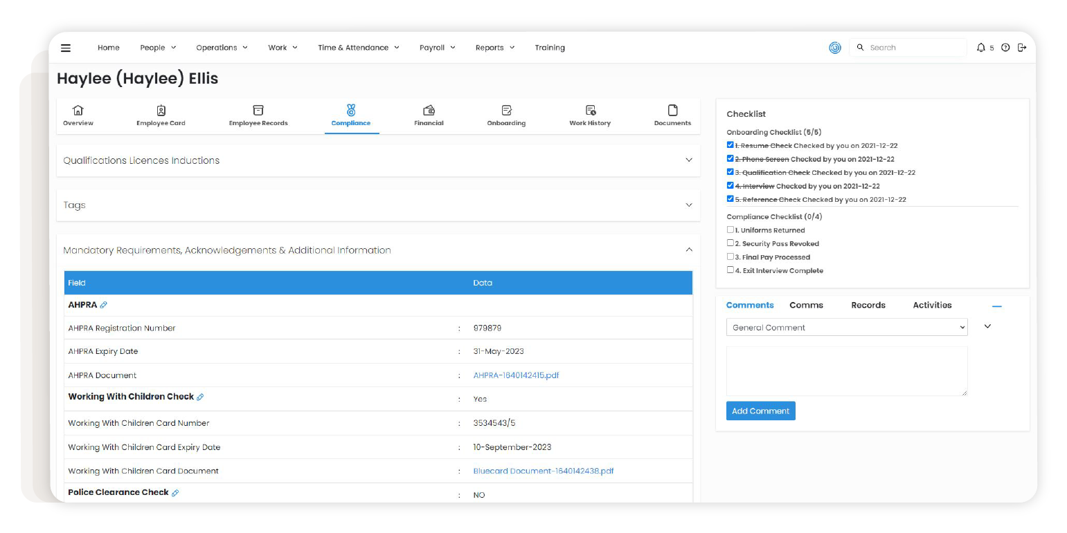 foundU employee onboarding and staff profile